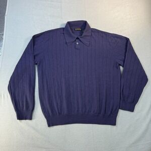 Lord &‎ Taylor Sweater Merino Wool Large Metropolitan Mens Purple Italy